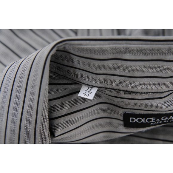 Dolce & Gabbana Mens Martini Striped Button Down Shirt Size 17 / 43 Gray Black - Picture 6 of 7